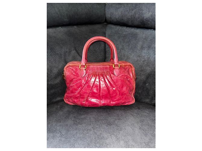 Miu Miu Borsa in pelle arricciata Rosso - vista 4