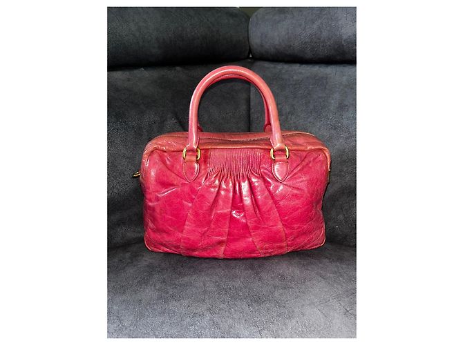 Miu Miu Borsa in pelle arricciata Rosso - vista 5