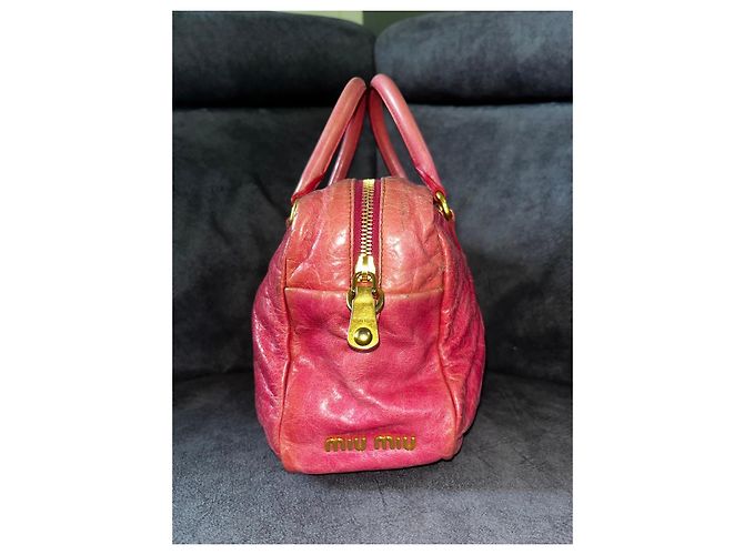 Miu Miu Borsa in pelle arricciata Rosso - vista 8