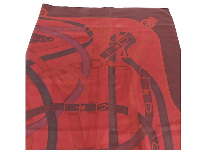 Silk In Hermès Carre Geant 140 CAVALCADOUR Schal Bordeaux - Ansicht 2
