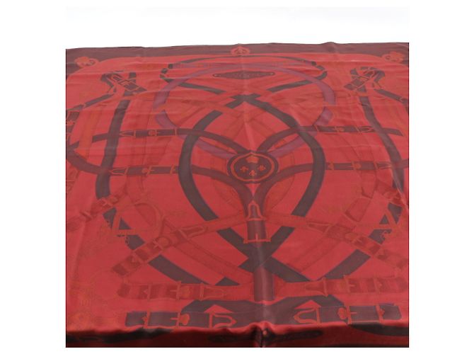 Silk In Hermès Carre Geant 140 CAVALCADOUR Schal Bordeaux - Ansicht 8