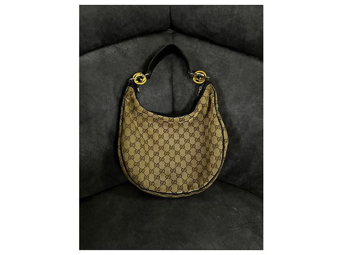 Gucci Borsa Hobo in Tela Monogramma GG Marrone Beige - vista 2