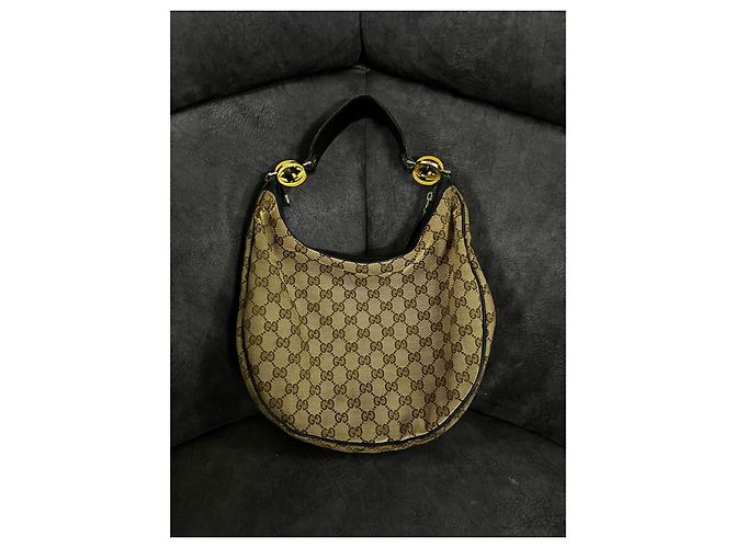Gucci Borsa Hobo in Tela Monogramma GG Marrone Beige - vista 3