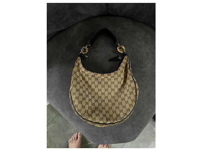 Gucci Borsa Hobo in Tela Monogramma GG Marrone Beige - vista 4
