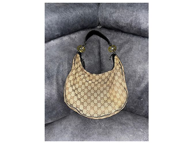 Gucci Borsa Hobo in Tela Monogramma GG Marrone Beige - vista 5