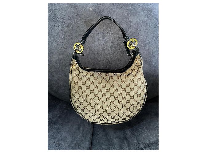 Gucci Borsa Hobo in Tela Monogramma GG Marrone Beige - vista 9