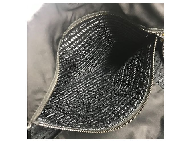 Tote Borsa a Spalla Prada Caye Trompe-l'œil con Logo e Strisce Nero Blu - vista 14