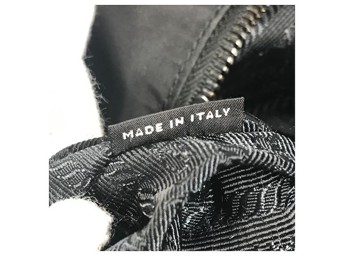 Tote Borsa a Spalla Prada Caye Trompe-l'œil con Logo e Strisce Nero Blu - vista 15