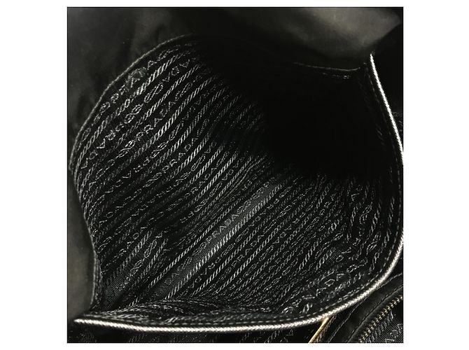Tote Borsa a Spalla Prada Caye Trompe-l'œil con Logo e Strisce Nero Blu - vista 16
