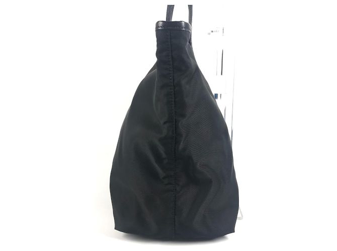 Tote Borsa a Spalla Prada Caye Trompe-l'œil con Logo e Strisce Nero Blu - vista 4