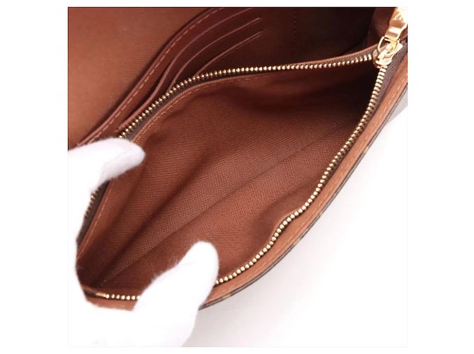 Borsa a spalla 2 in 1 Louis Vuitton Monogram Wallet on Chain Ivy Marrone - vista 7
