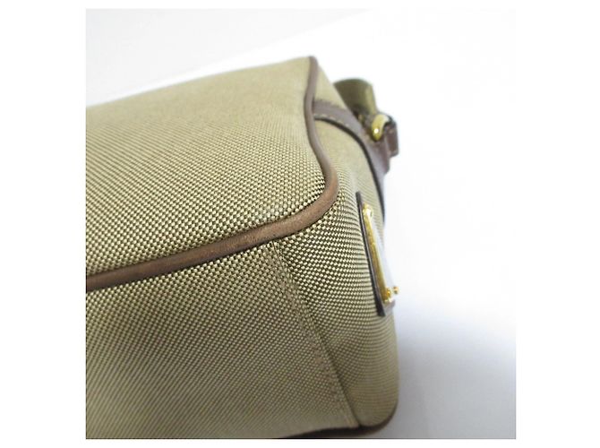 Prada Logo Jacquard Canvas Schultertasche Beige - Ansicht 10