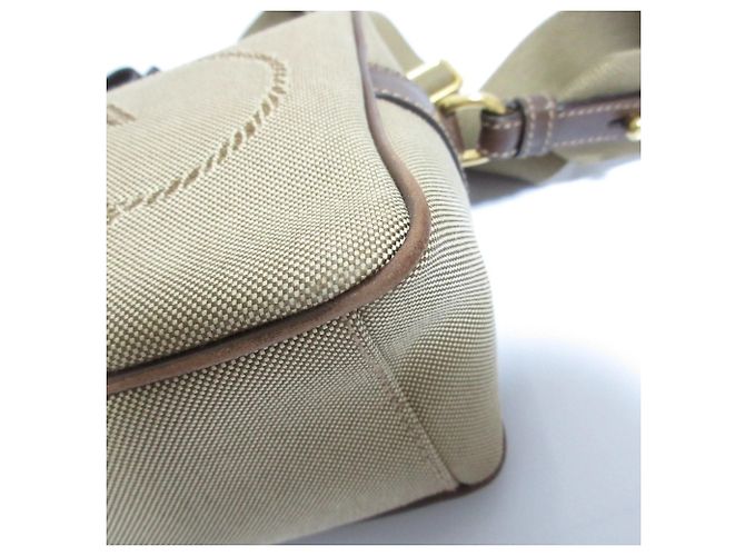 Prada Logo Jacquard Canvas Schultertasche Beige - Ansicht 12
