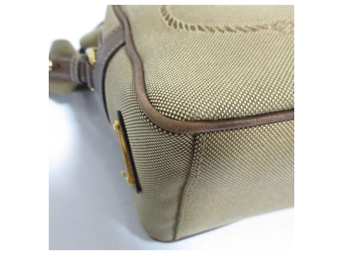 Prada Logo Jacquard Canvas Schultertasche Beige - Ansicht 13