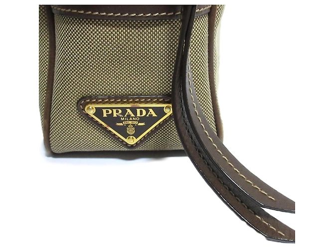 Prada Logo Jacquard Canvas Schultertasche Beige - Ansicht 19