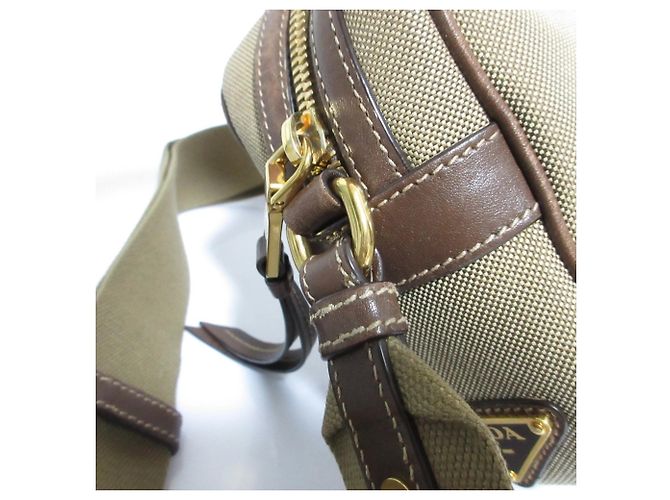 Prada Logo Jacquard Canvas Schultertasche Beige - Ansicht 6
