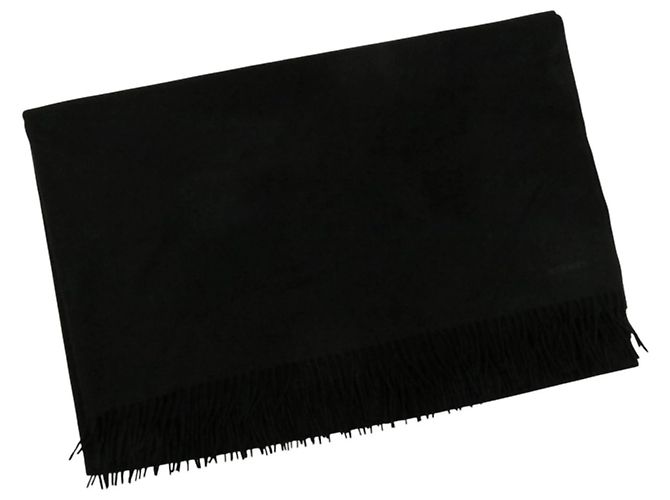 Stola in cashmere nero con frange Hermès - vista 2