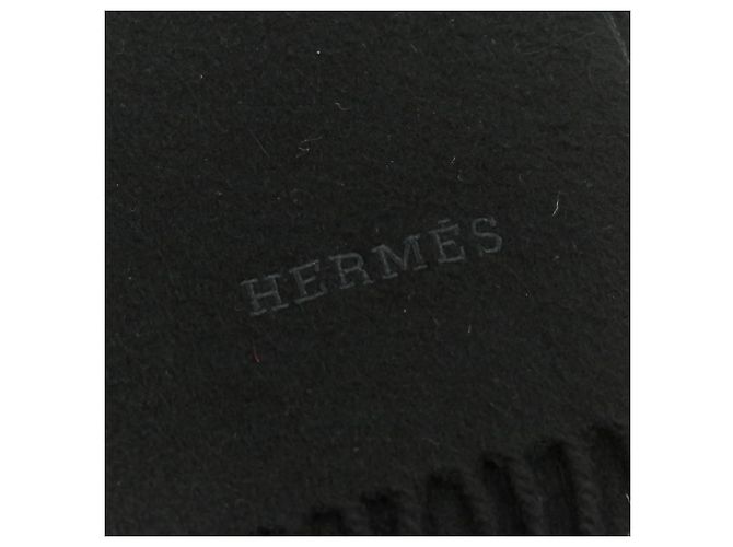 Stola in cashmere nero con frange Hermès - vista 8