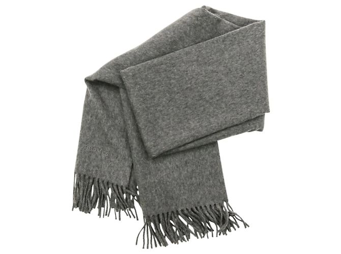 Hermès 100% Kaschmir grauer Schal Braun - Ansicht 4