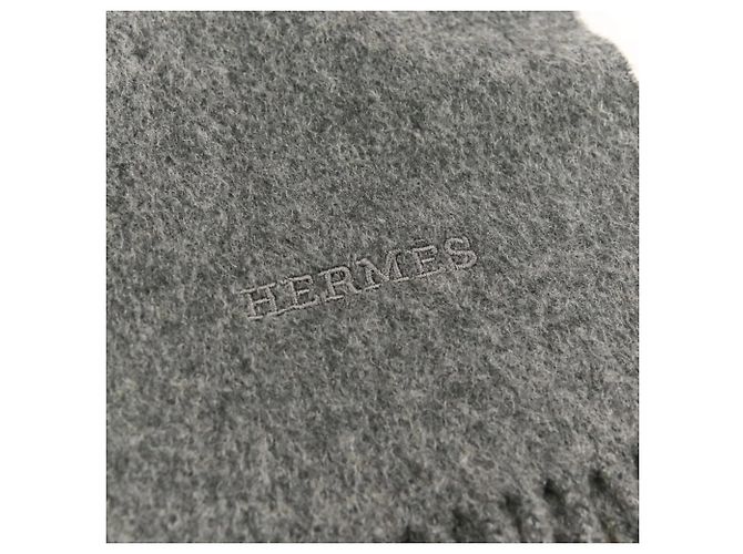 Hermès 100% Kaschmir grauer Schal Braun - Ansicht 7