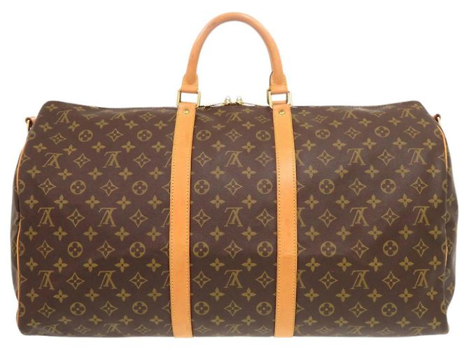 Borsa Boston Keepall Bandoulière 55 Monogram Louis Vuitton Marrone Monogramma - vista 2