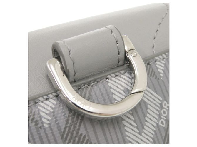 Tarjetero de cuero gris Christian Dior Castaño - vista 6