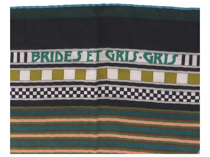 Bufanda Hermès Carré 140 Brides y Gris-Gris Negro Verde Amarillo - vista 2