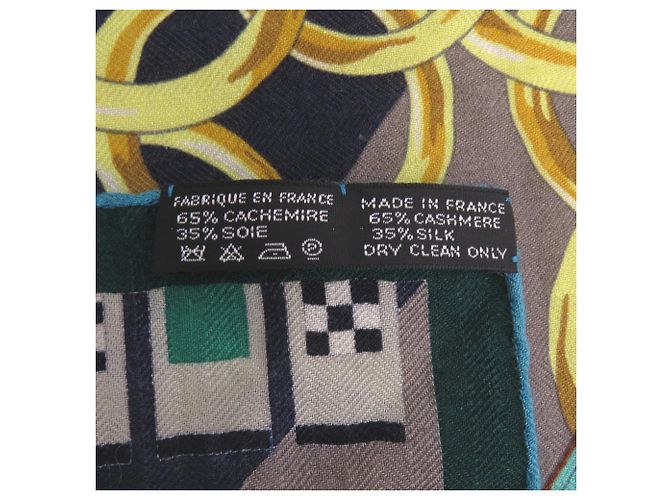 Bufanda Hermès Carré 140 Brides y Gris-Gris Negro Verde Amarillo - vista 3