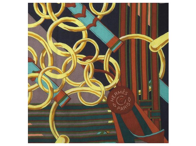 Bufanda Hermès Carré 140 Brides y Gris-Gris Negro Verde Amarillo - vista 4
