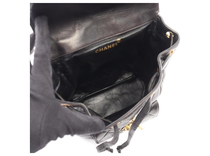 Zaino/borsa in pelle nera trapuntata Chanel Nero - vista 3