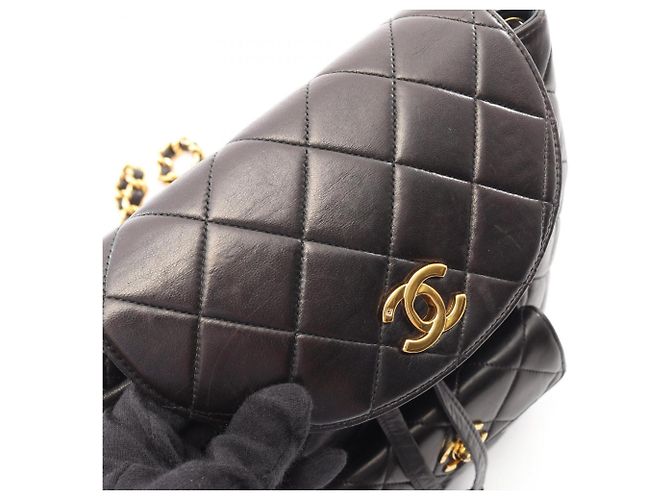 Zaino/borsa in pelle nera trapuntata Chanel Nero - vista 7