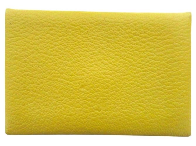 Tarjetero Calvi en cabra Hermès Amarillo - vista 2
