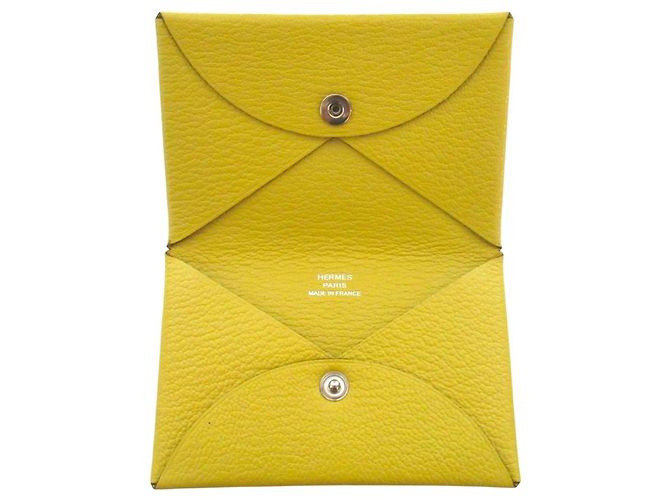 Tarjetero Calvi en cabra Hermès Amarillo - vista 5