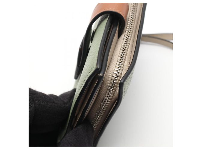 Portefeuille Compact Zip Anagram Loewe Marron Vert - vue 11