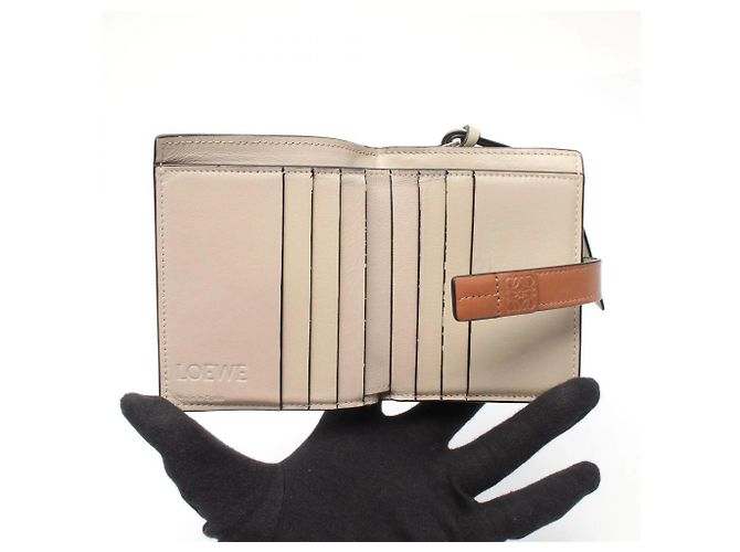 Portefeuille Compact Zip Anagram Loewe Marron Vert - vue 3