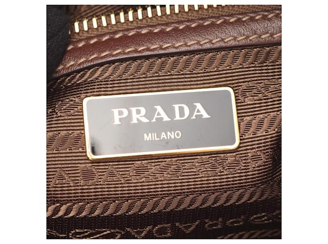 Borsa a Spalla in Jacquard con Logo Prada Marrone Beige - vista 4