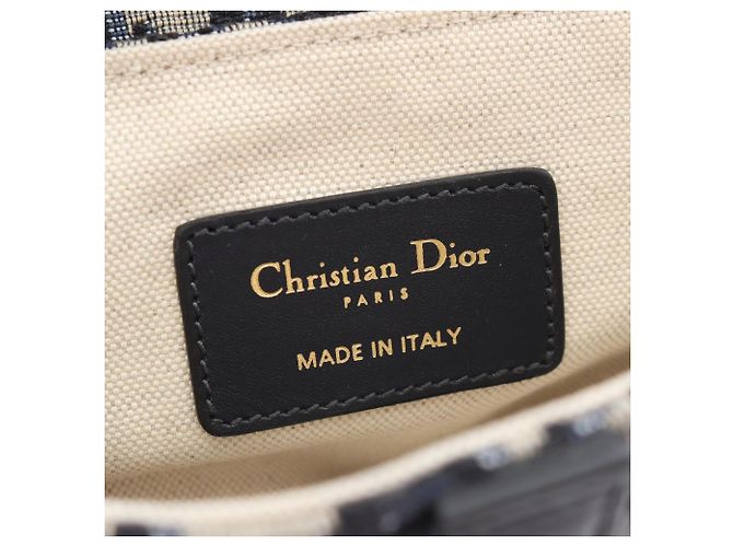 Borsa a mano mini oblique jacquard Dior Saddle di Christian Dior a 2 vie Beige Blu navy - vista 4