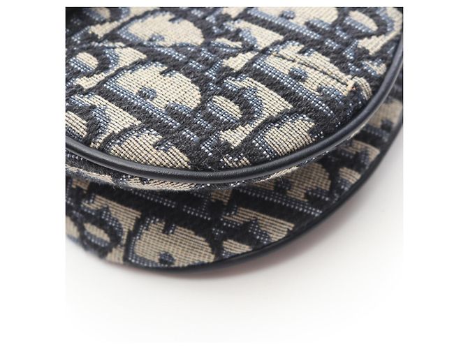 Borsa a mano mini oblique jacquard Dior Saddle di Christian Dior a 2 vie Beige Blu navy - vista 6
