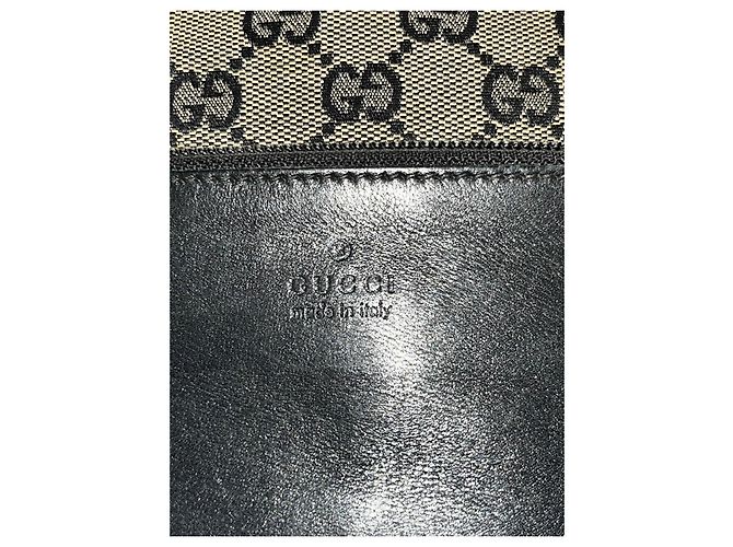Gucci Borsa Tote GG Supreme Canvas Nero Beige - vista 7