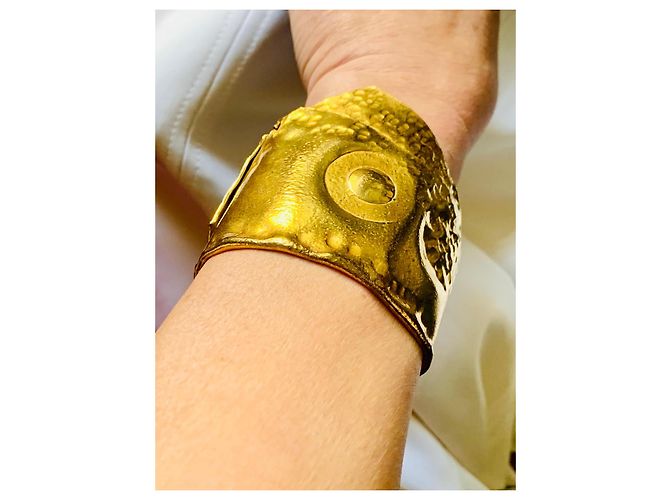 Autre Marque David Rucli Bracciale Scultura in Bronzo Dorato D'oro - vista 18
