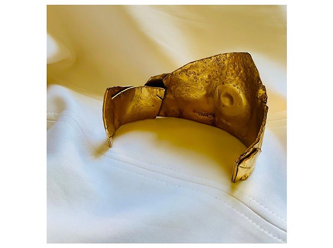 Autre Marque David Rucli Bracciale Scultura in Bronzo Dorato D'oro - vista 8