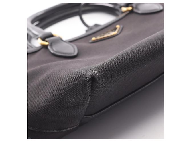Borsa a mano Prada nera in pelle e tela Nero - vista 10