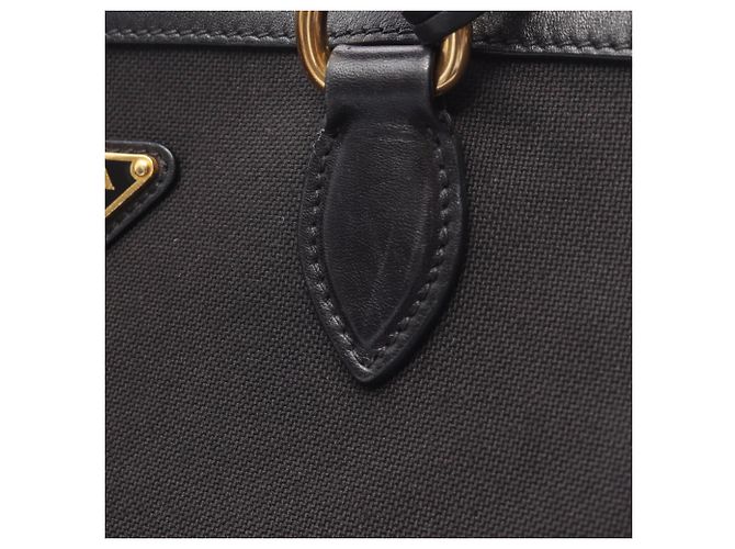 Borsa a mano Prada nera in pelle e tela Nero - vista 13