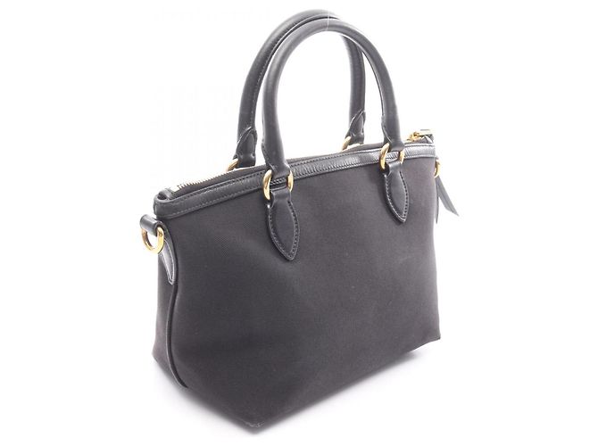 Borsa a mano Prada nera in pelle e tela Nero - vista 2