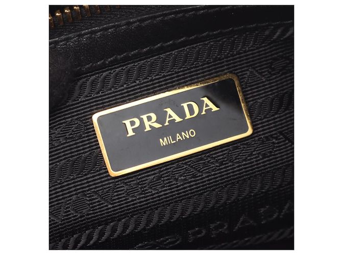Borsa a mano Prada nera in pelle e tela Nero - vista 4