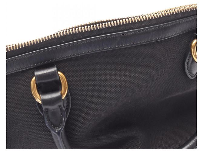 Borsa a mano Prada nera in pelle e tela Nero - vista 6