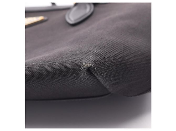 Borsa a mano Prada nera in pelle e tela Nero - vista 9