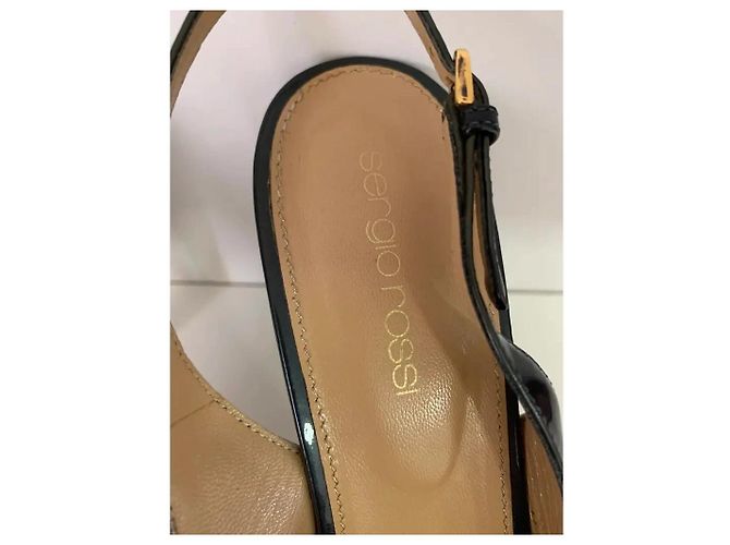 Sergio Rossi Lackleder Slingback Pumps Khaki - Ansicht 4