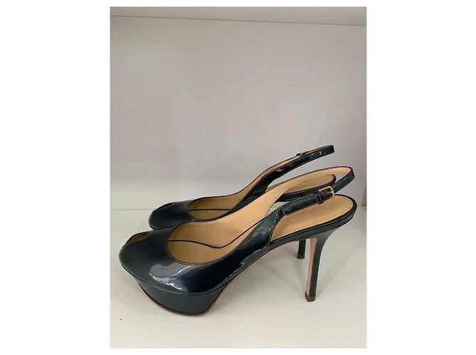 Sergio Rossi Lackleder Slingback Pumps Khaki - Ansicht 9