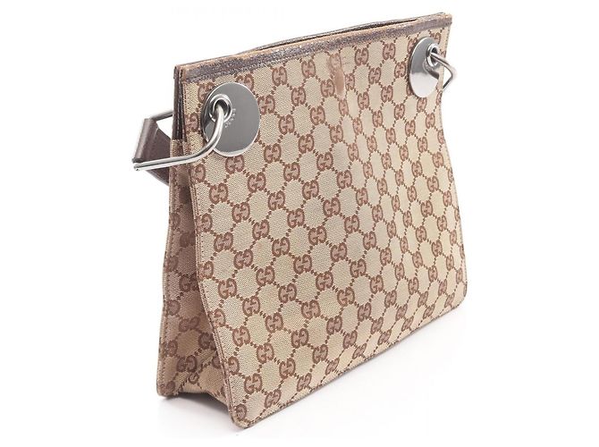 Borsa a Spalla Gucci GG Canvas Marrone Beige - vista 2